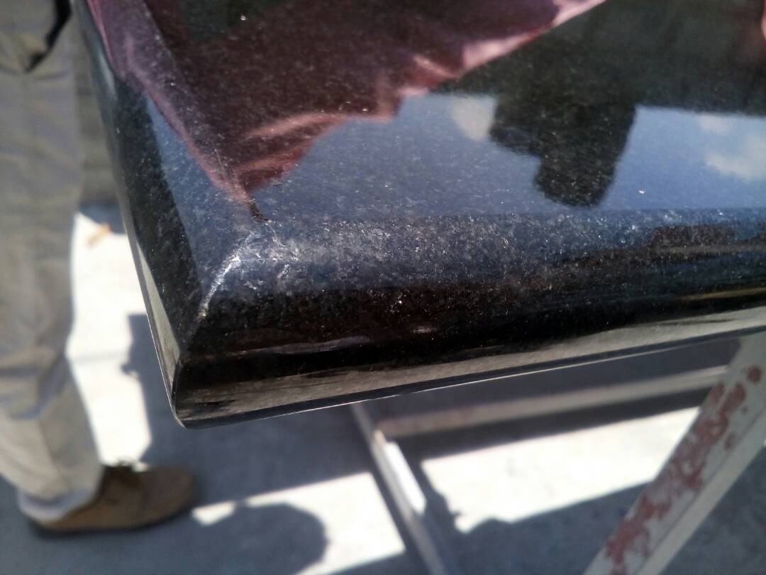 Black granite countertop edges