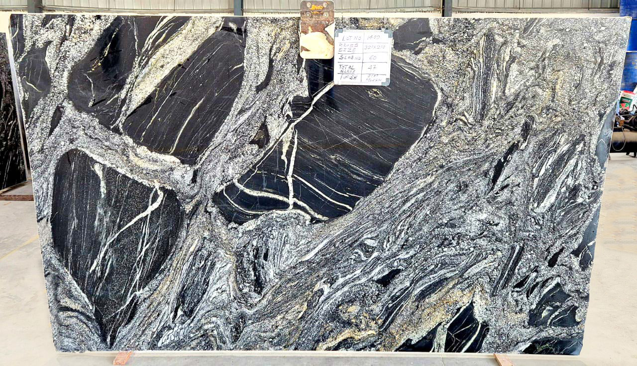 Fusion black granite slab