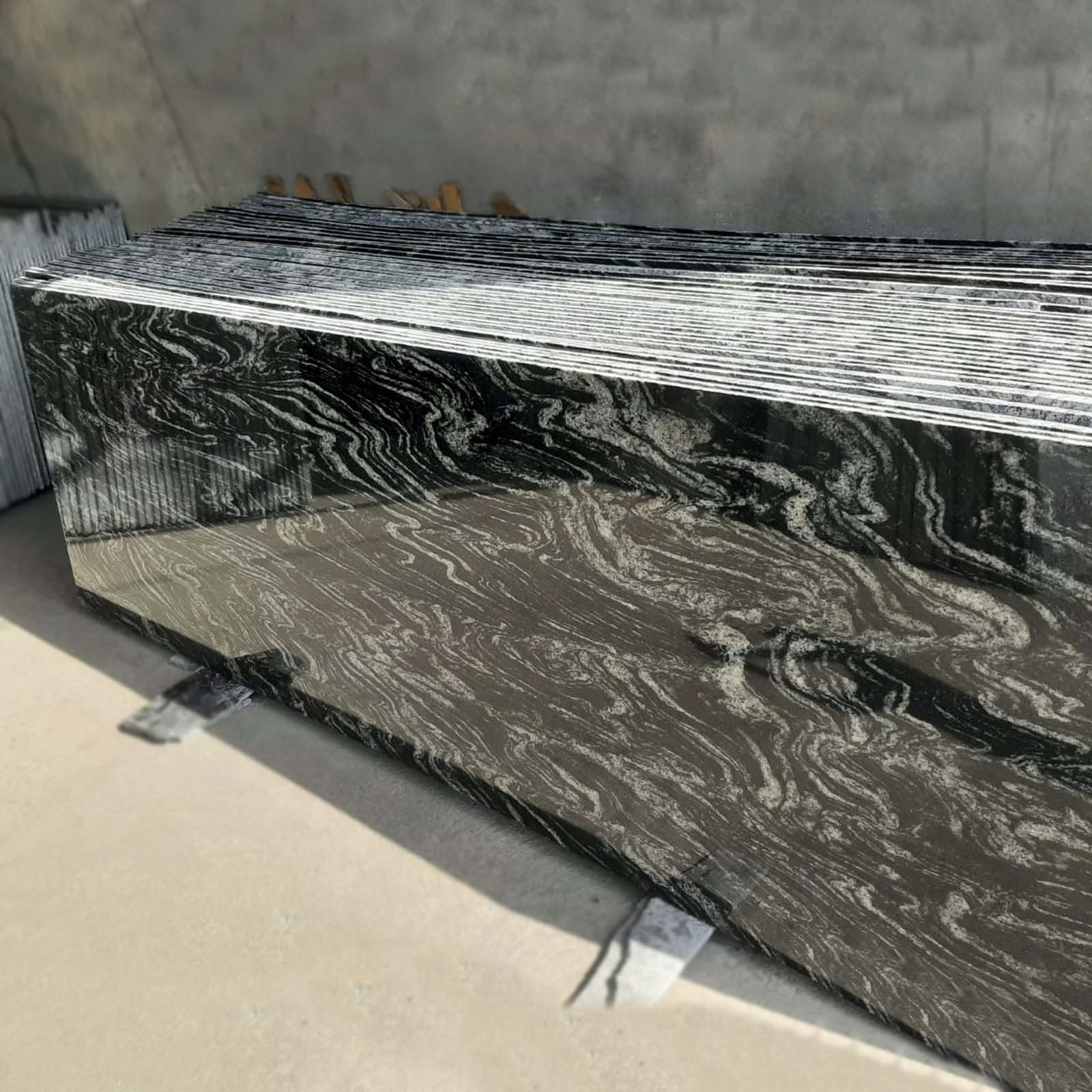 Zebra black granite cutter slab