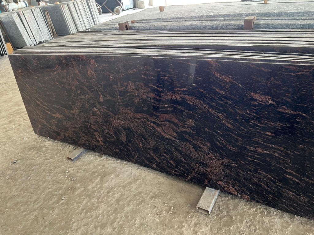 Silky brown granite gangsaw slab